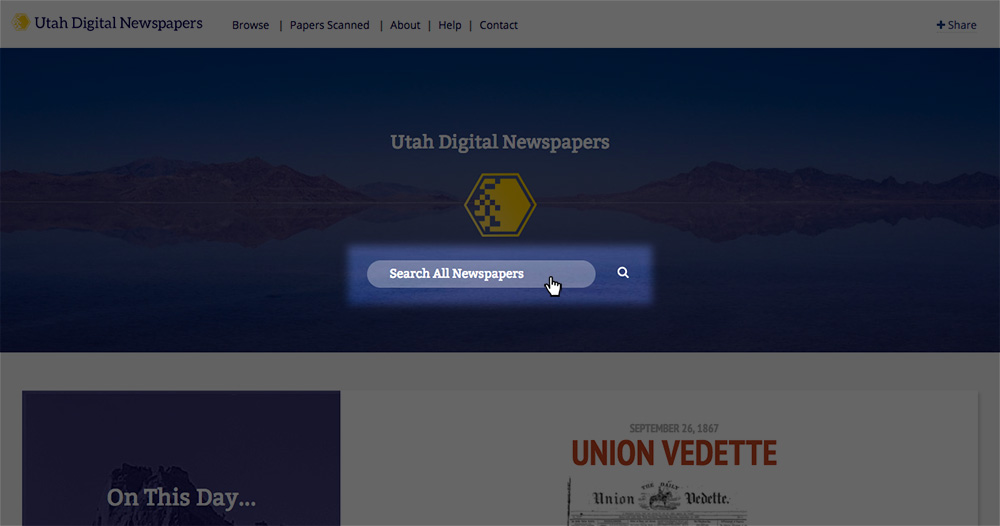 Utah Digital Newspapers main page